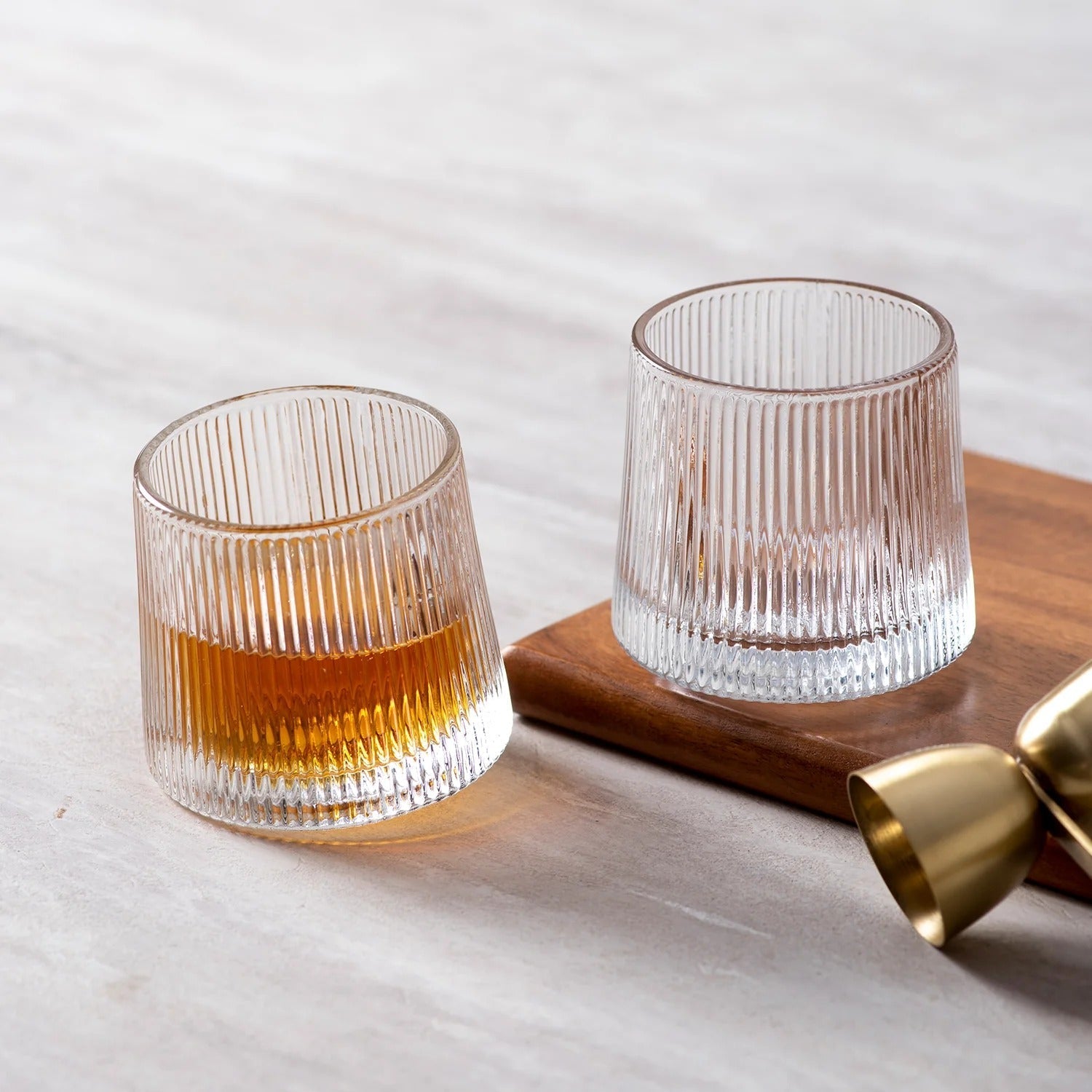 Nestroots Fluted Scotch Glasses Set of 6 Premium Glassware