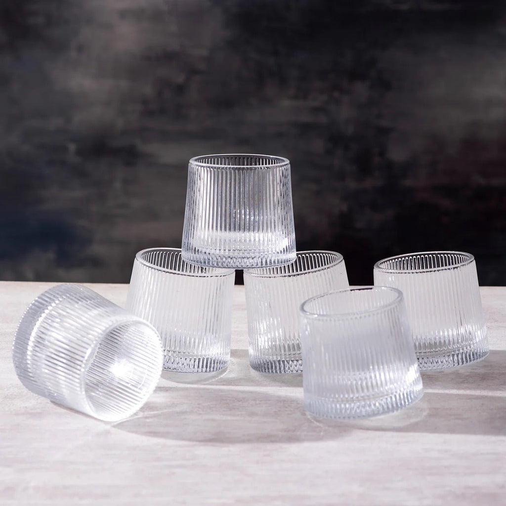 Nestroots Fluted Scotch Glasses Set of 6 Premium Glassware