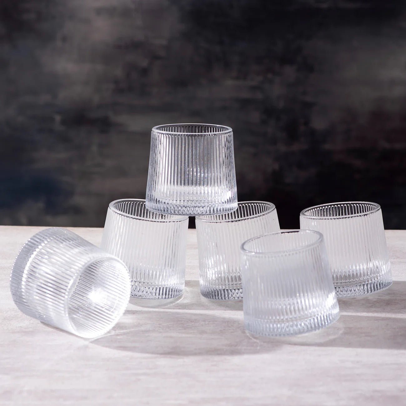 Nestroots Fluted Scotch Glasses Set of 6 Premium Glassware