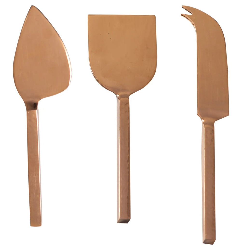 Nestroots Copper Cheese Knives Set of 3 Stainless Steel Copper Finish