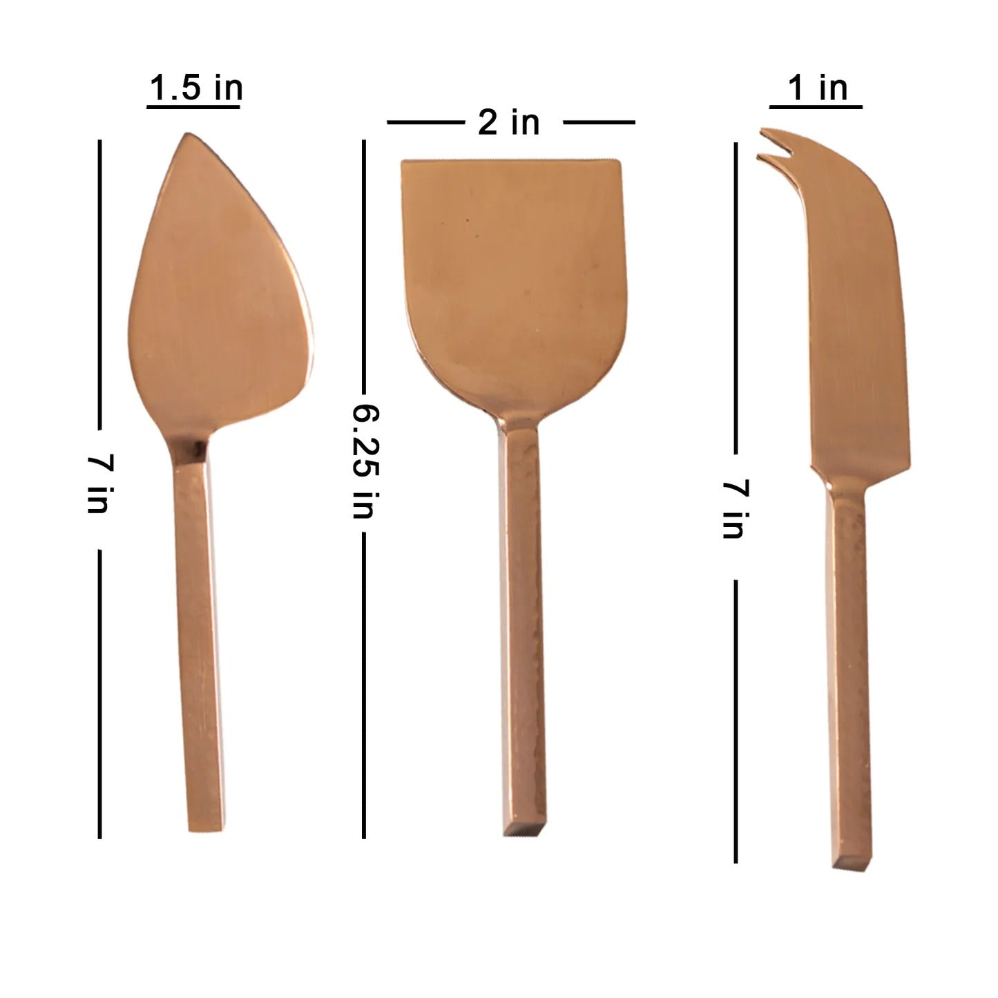 Nestroots Copper Cheese Knives Set of 3 Stainless Steel Copper Finish