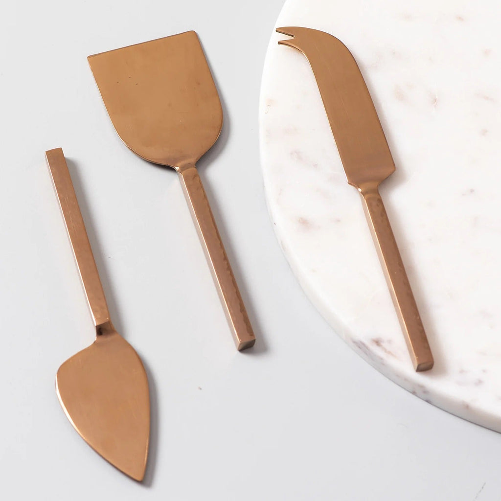 Nestroots Copper Cheese Knives Set of 3 Stainless Steel Copper Finish