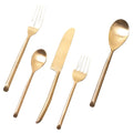 Nestroots Gold Dipped Flatware Set of 5 Premium Stainless Steel