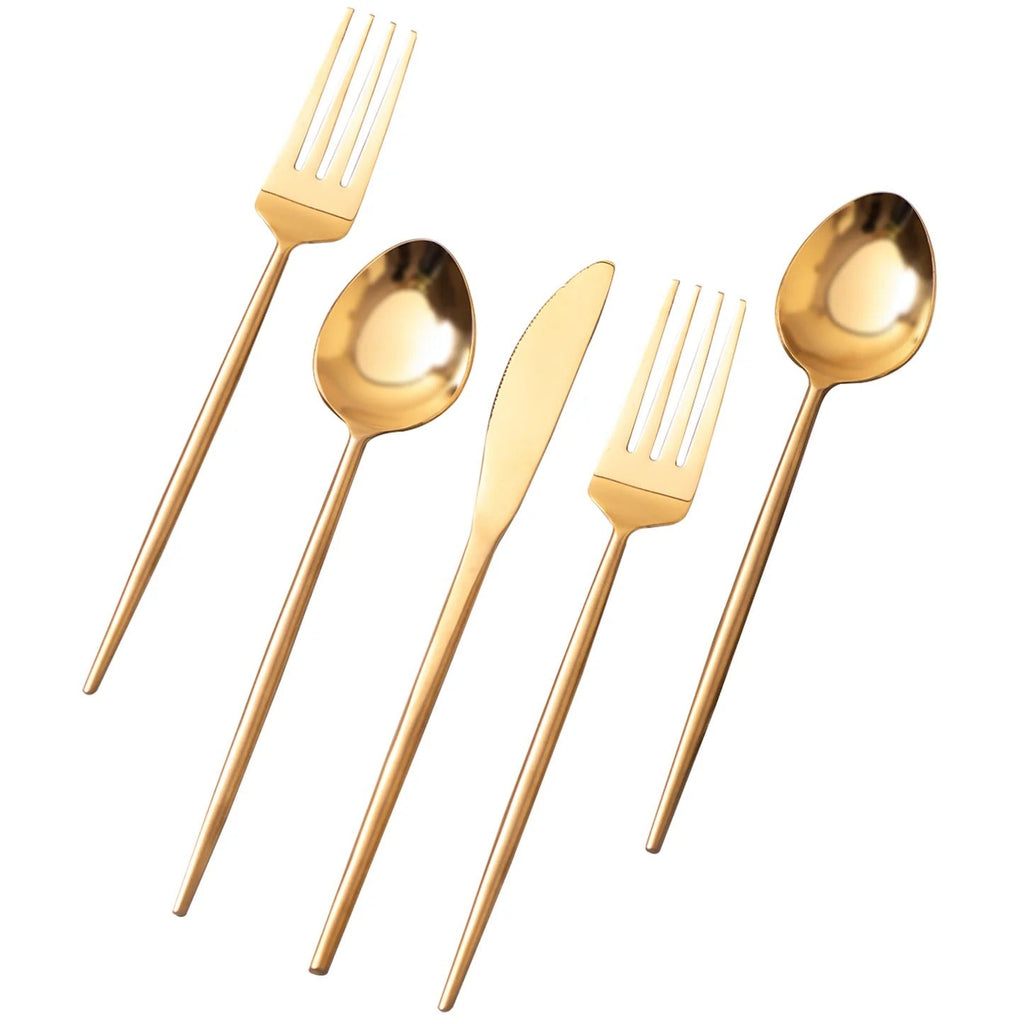 Nestroots Gold Flatware Set of 5 Premium Stainless Steel
