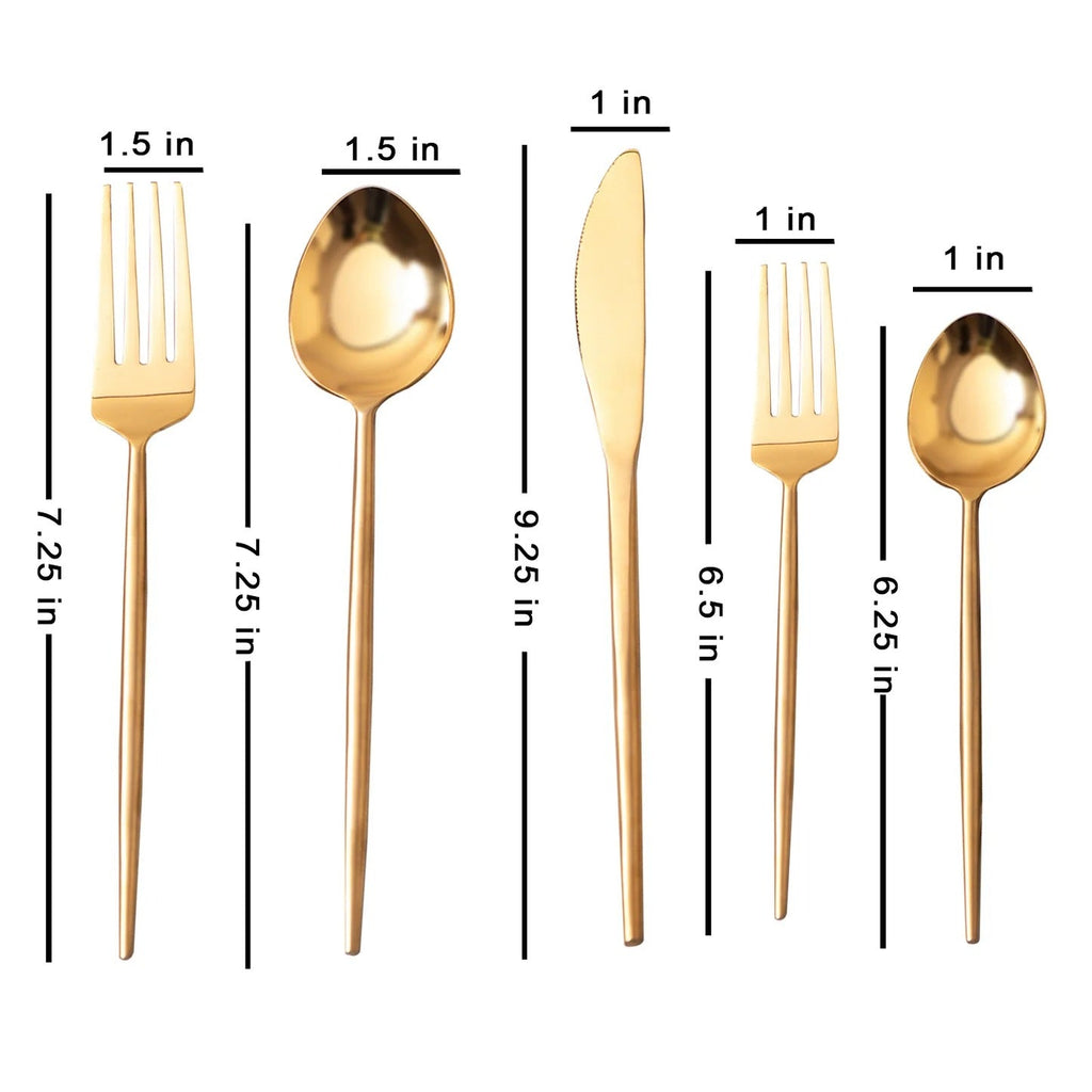 Nestroots Gold Dipped Cutlery Set of 5 Alternate Design