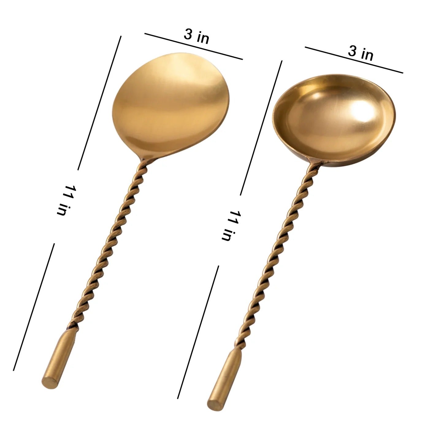 Nestroots Twisted Gold Serving Spoons Set of 2 Gold Finish