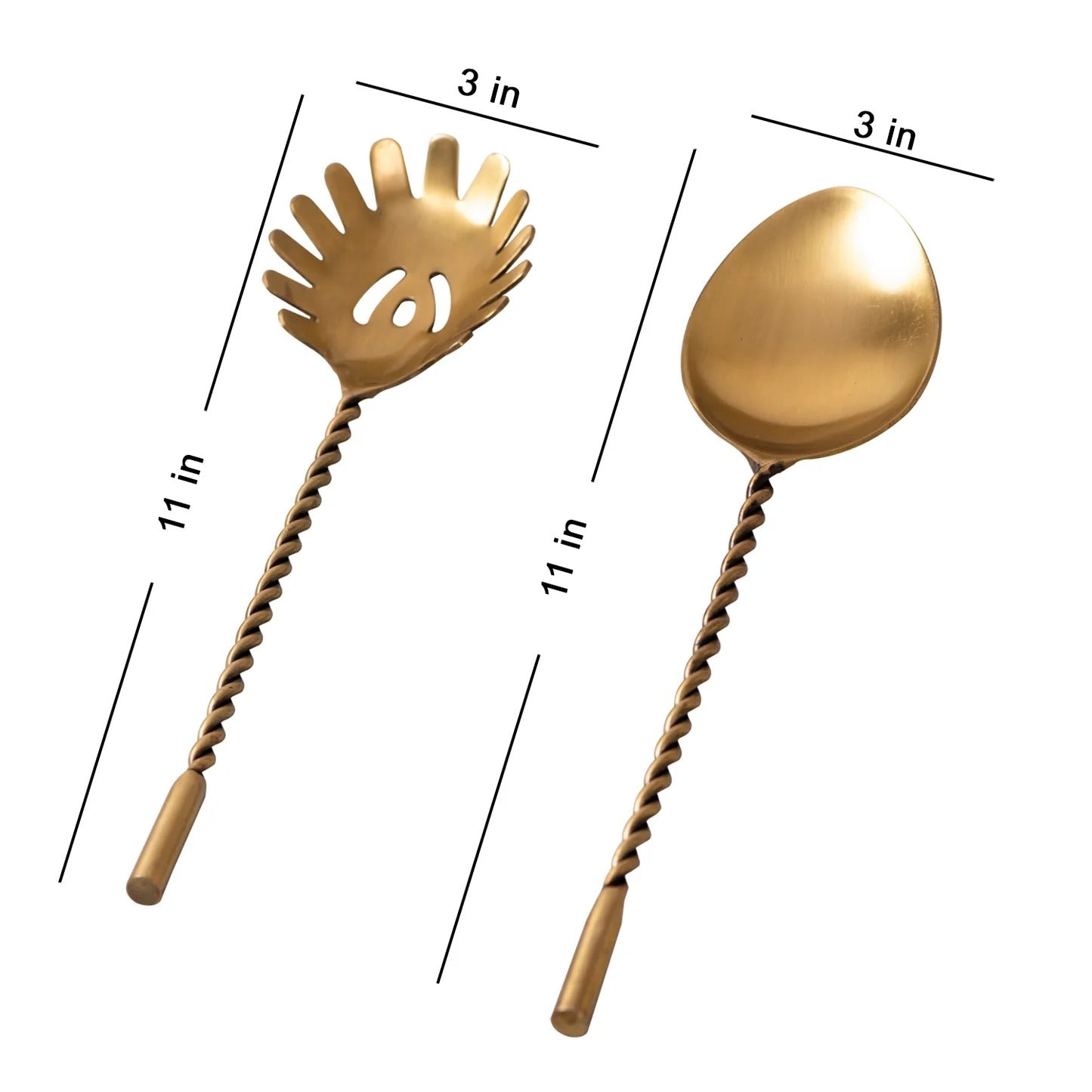Nestroots Twisted Salad Serving Spoons Set of 2 Stainless Steel