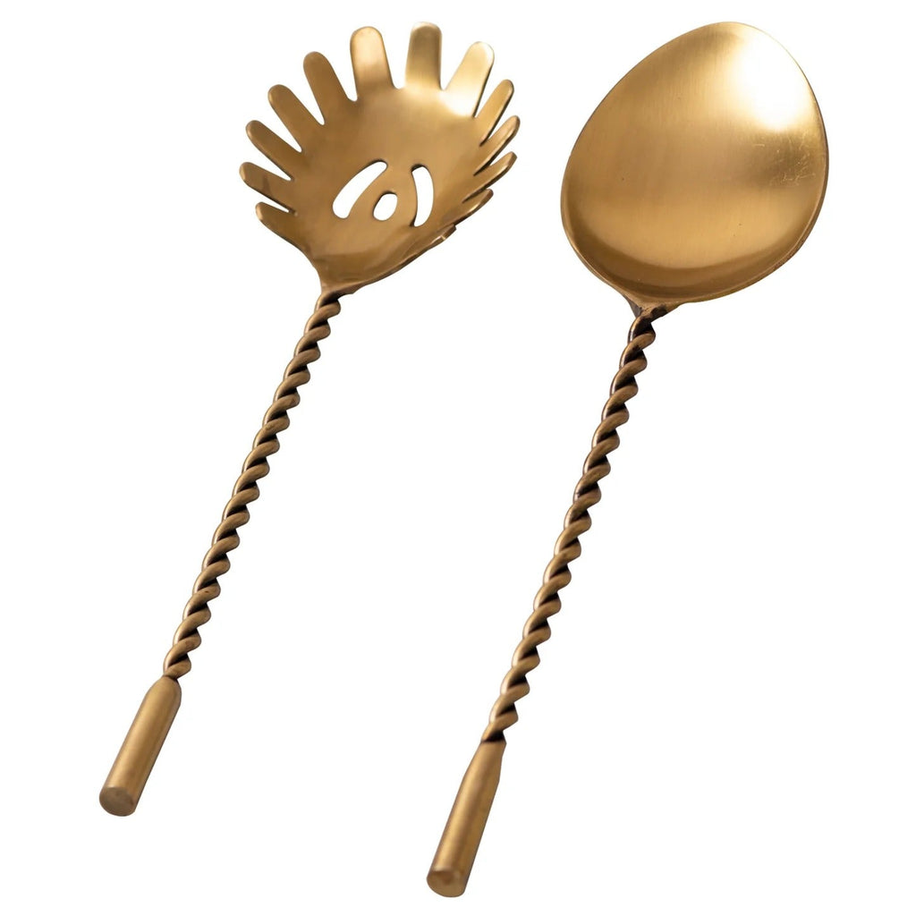 Nestroots Gold Serving Spoons Set of 2 Gold Finish Stainless Steel