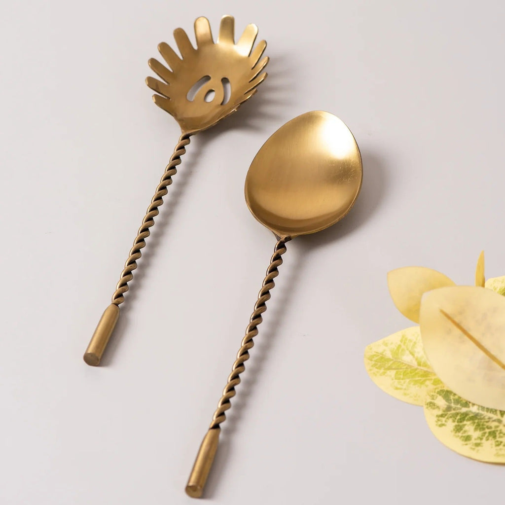 Nestroots Gold Serving Spoons Set of 2 Gold Finish Stainless Steel