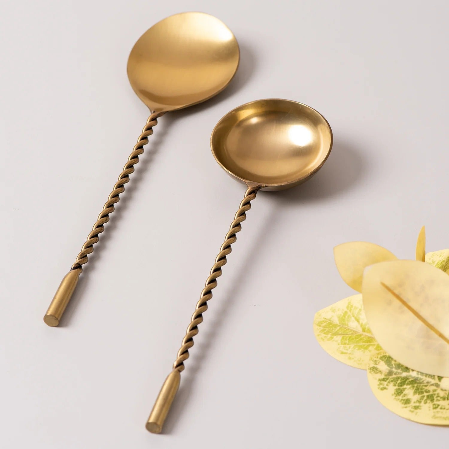 Nestroots Twisted Serving Spoons Set of 2 Silver Stainless Steel
