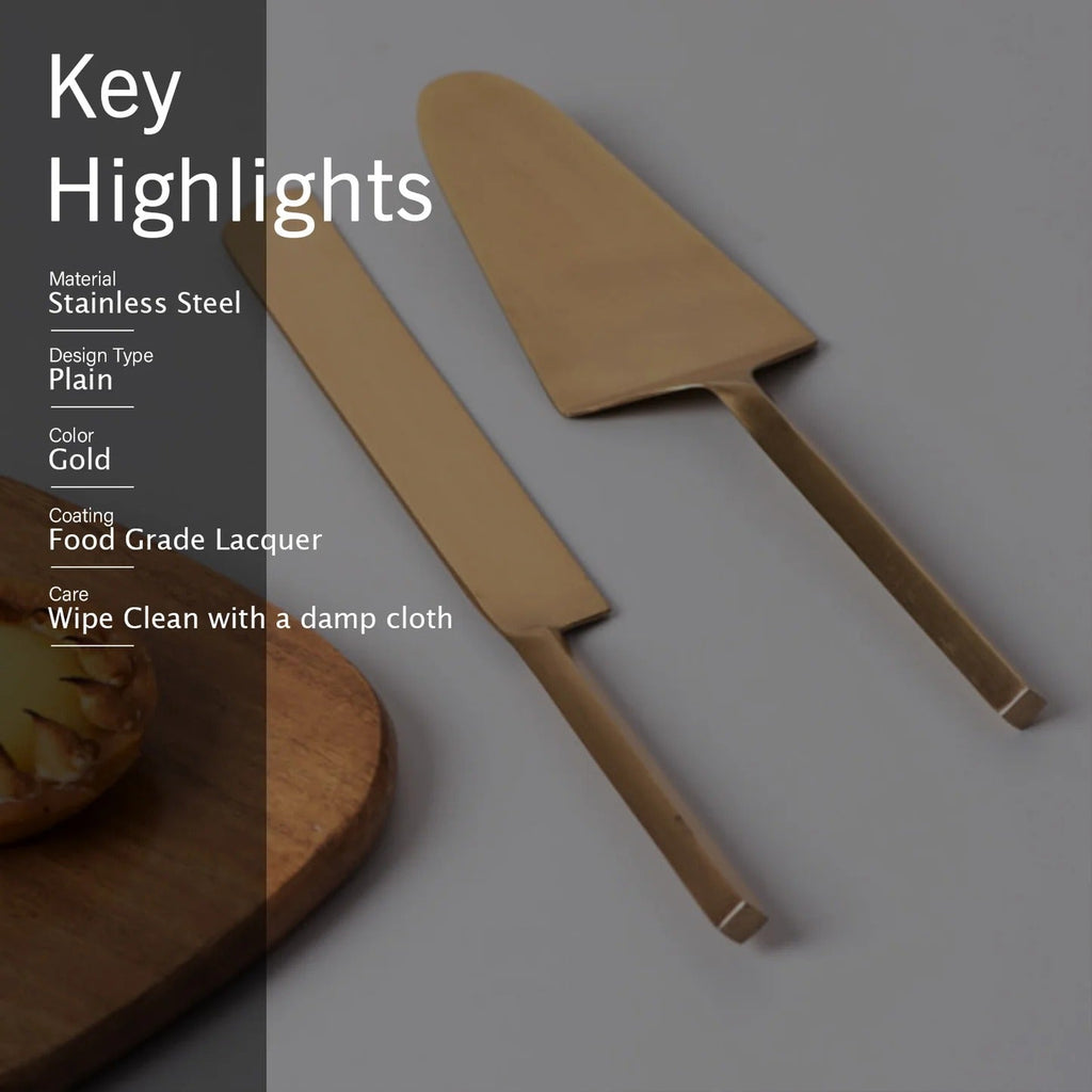 Nestroots Gold Dipped Dessert Server Set of 2 Stainless Steel