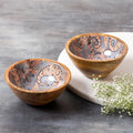 Nestroots Grey Printed Mango Wood Serving Bowls Set of 2