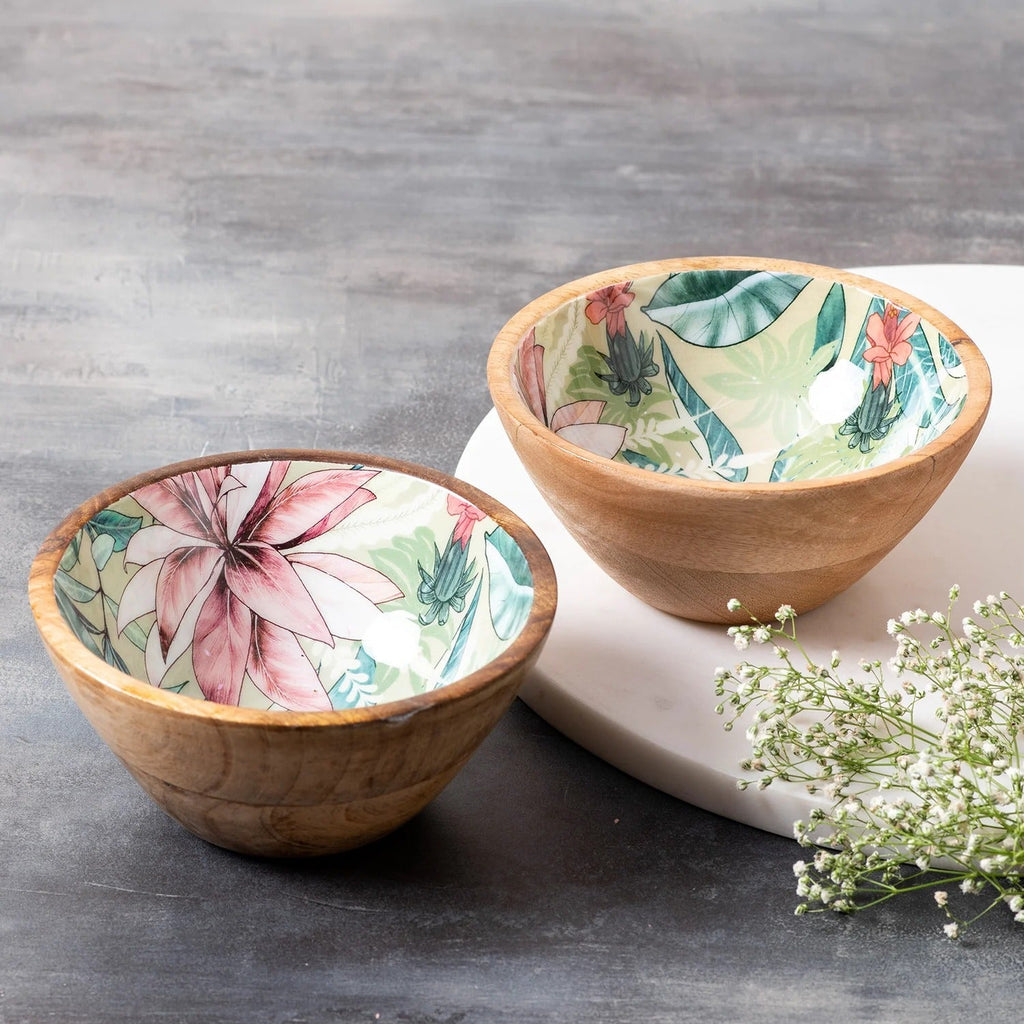 Nestroots Tropical Wooden Mango Wood Serving Bowl Set of 2
