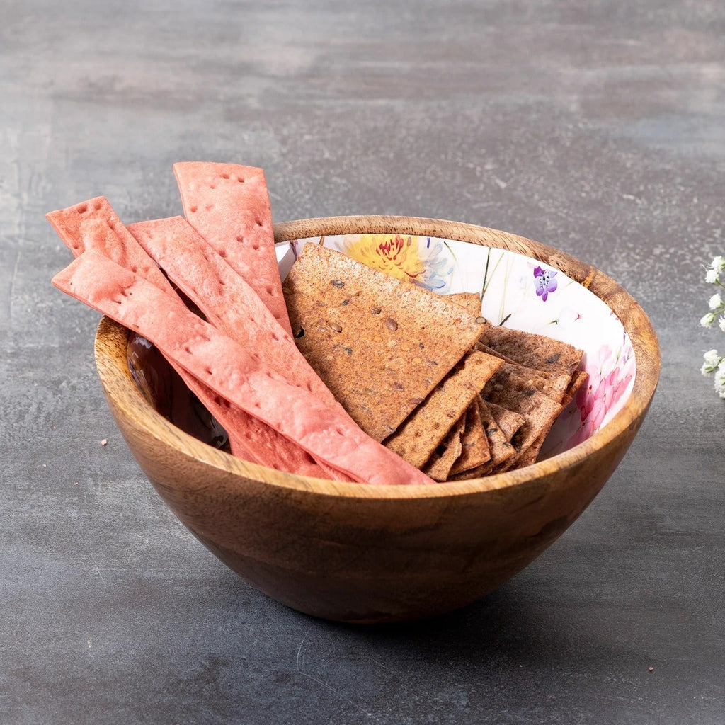 Nestroots Pink Printed Mango Wood Serving Bowls Set of 2