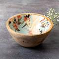 Nestroots Flamingo Printed Mango Wood Serving Bowl Single