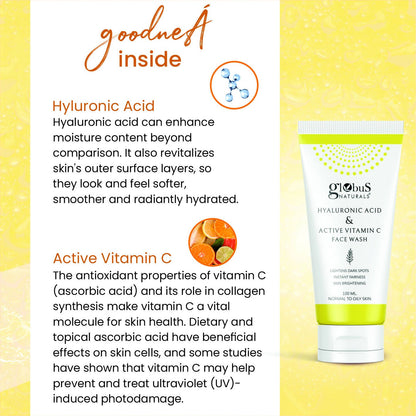 Globus Naturals Hyaluronic Acid & Vitamin C Face Wash