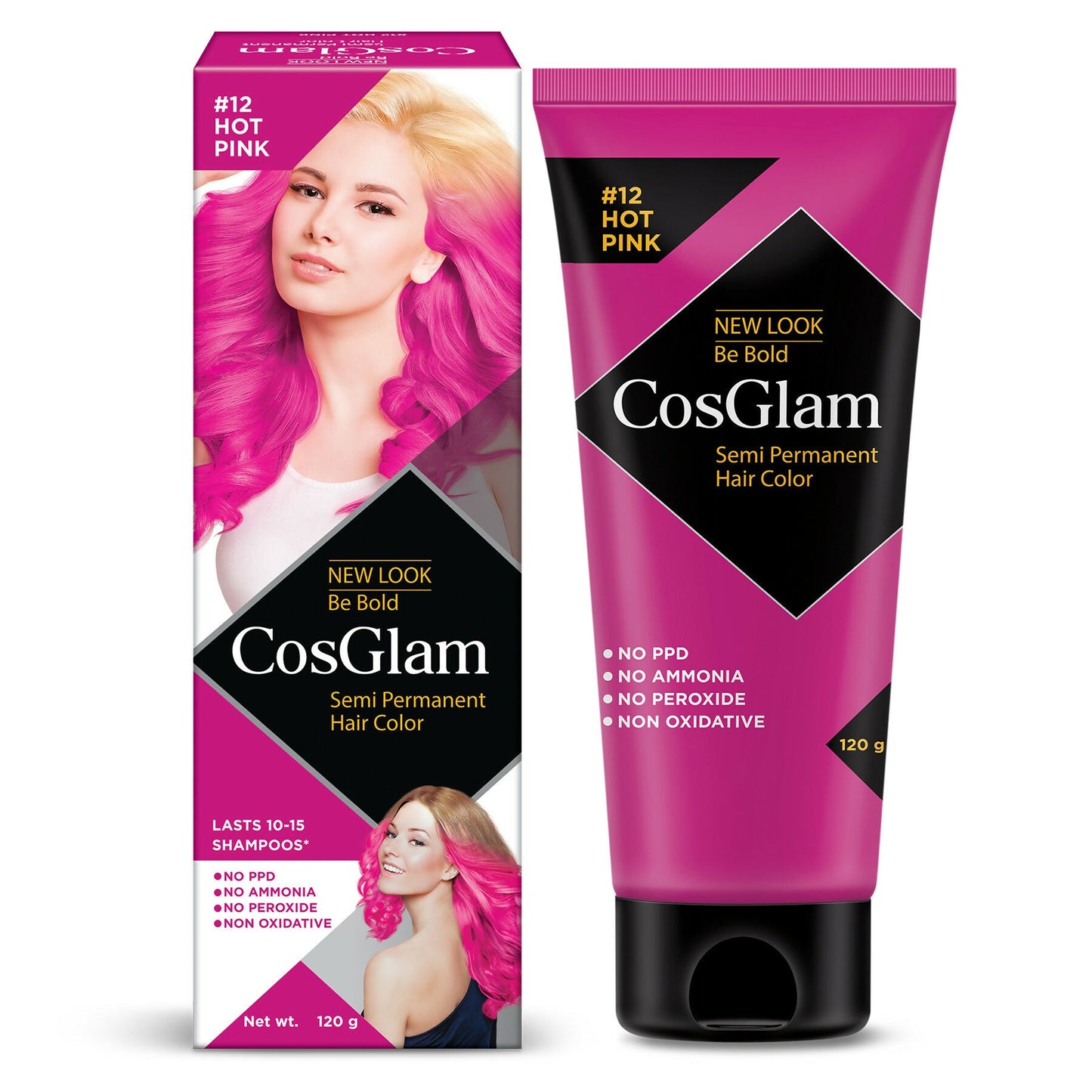 Cosglam Semi Permanent Hair Color for Women & Men (#12 Hot Pink)
