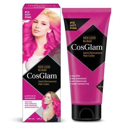 Cosglam Semi Permanent Hair Color for Women & Men (#12 Hot Pink)