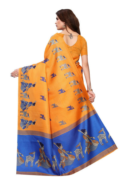 Vamika Orange Kalamkari With Jhalar Khadi Silk Saree