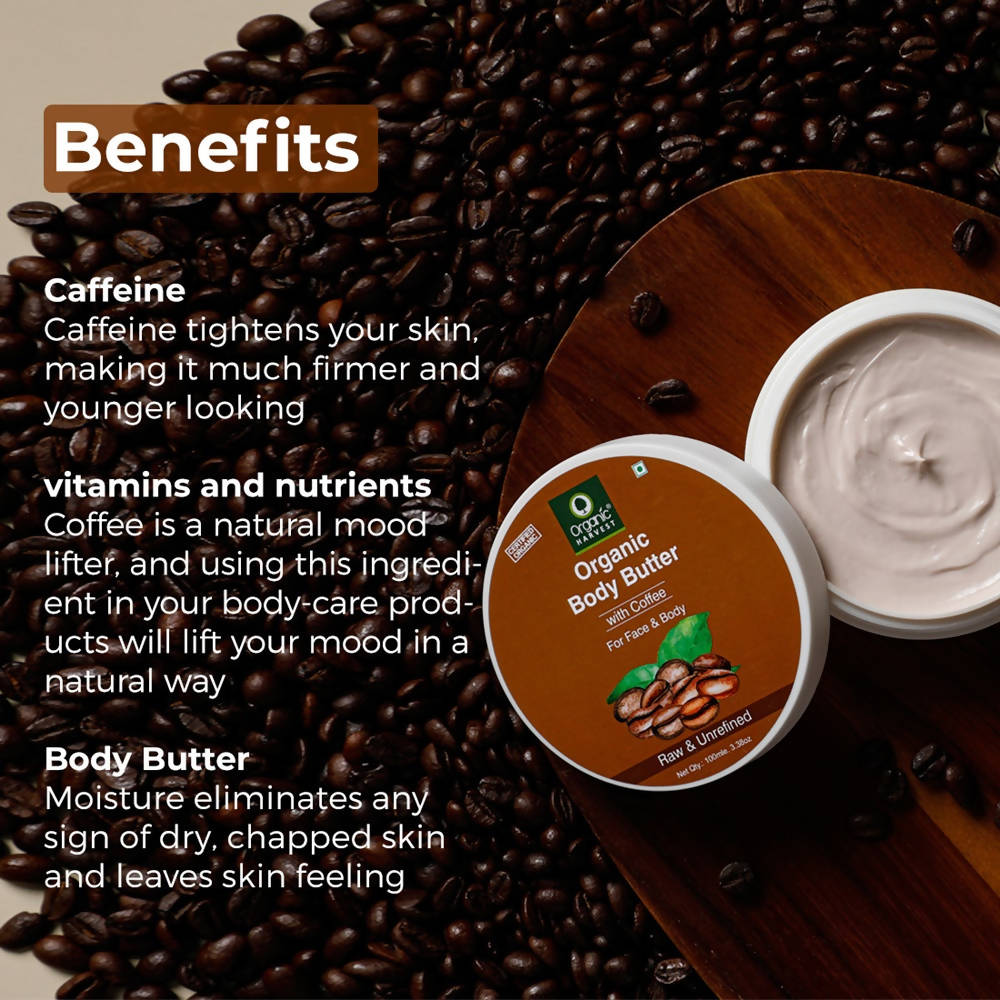 Organic Harvest Organic Body Butter With Coffee For Face & Body - 100 gms
