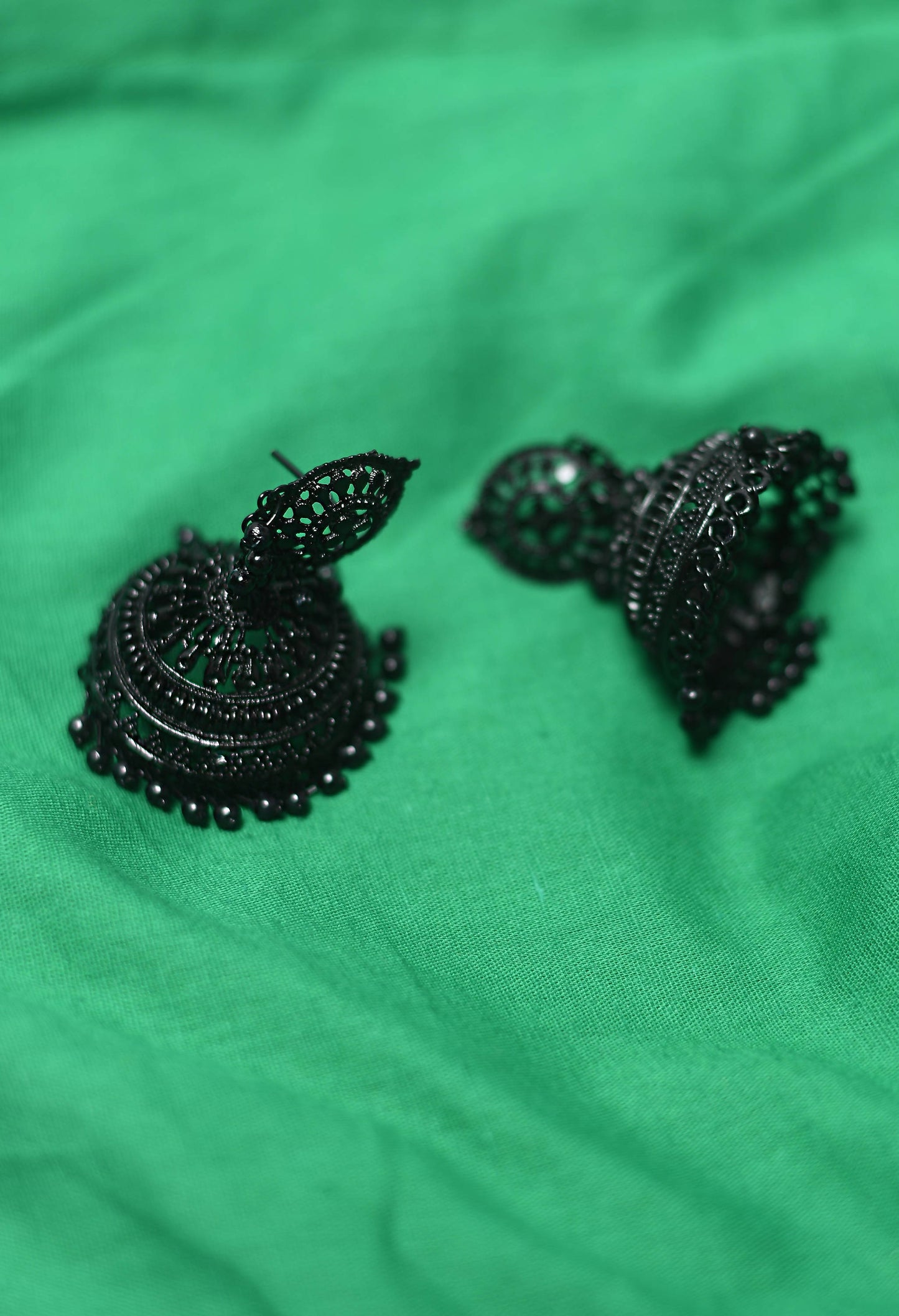 Mominos Fashion Johar Kamal Latest Design Black Color Jhumkas
