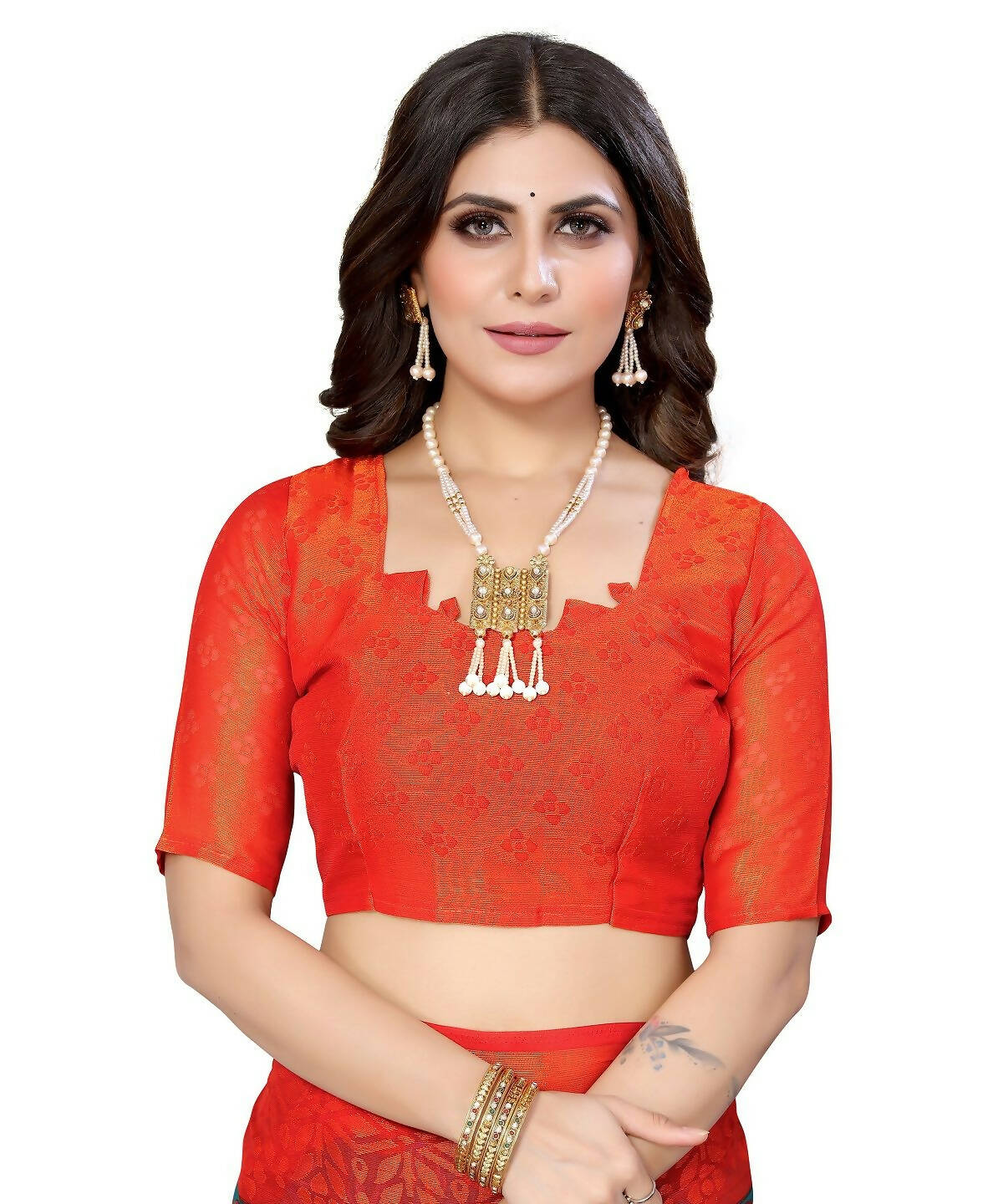 Vamika Rama Green Chiffon Brasso Bollywood Style Woven Saree (DEVINA RAMA)