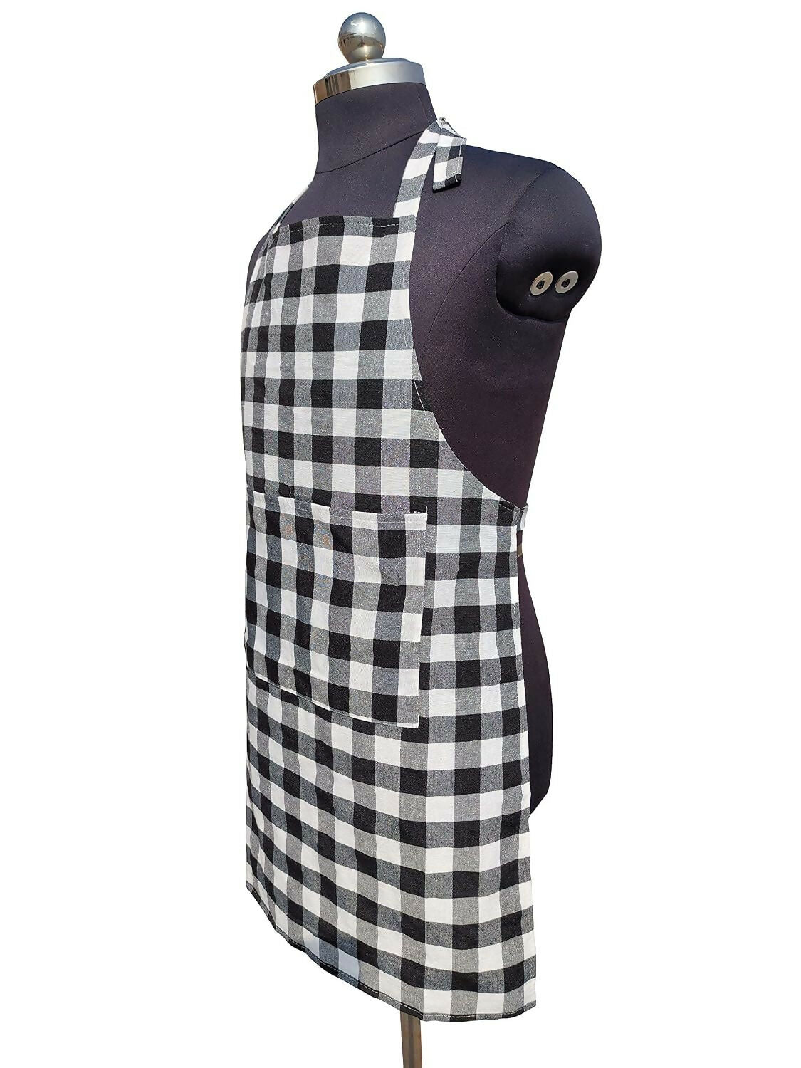 Glun Waterproof Unisex Kitchen Checkered Design Apron-Multicolour (Pack Of 2)