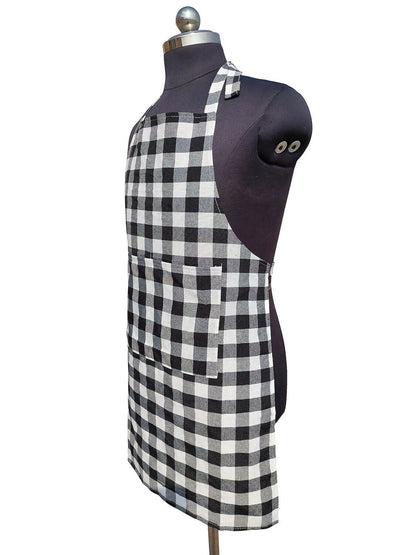 Glun Waterproof Unisex Kitchen Checkered Design Apron-Multicolour (Pack Of 2)