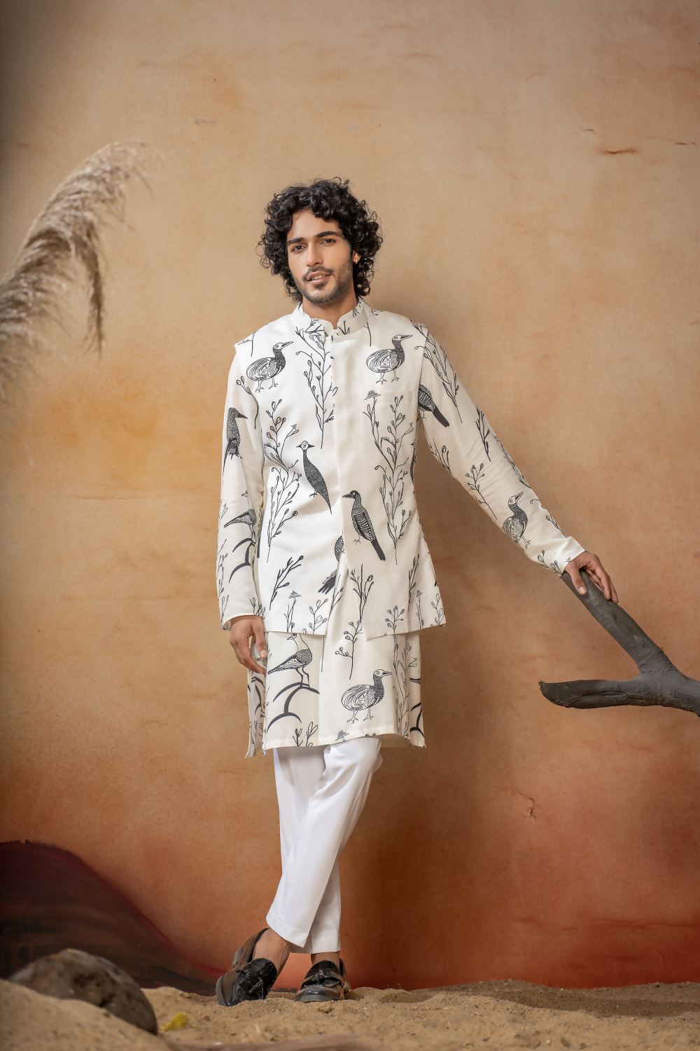 Feathered Nature’S Elegance Nehrujacket Set by Hilo Design
