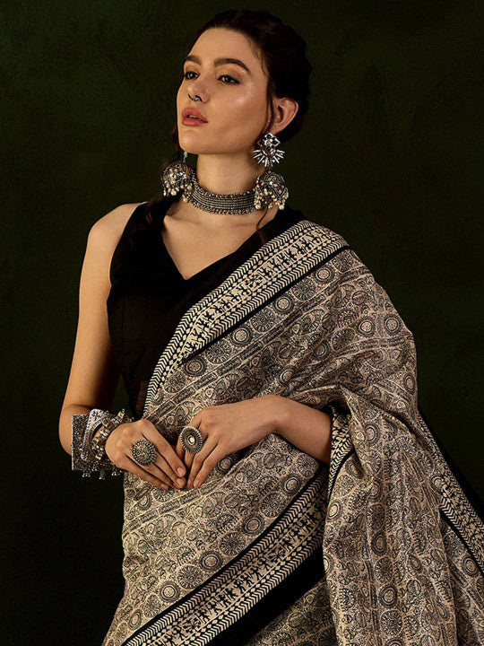 Sangria Dadu Printed Saree With Blouse Piece