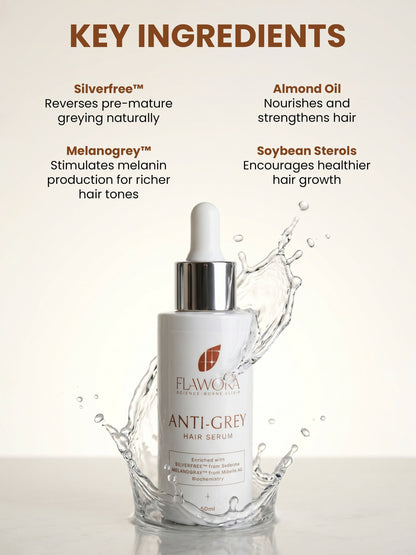 Flawora Set of Anti-Grey Hair Serum, D-Tan Lotion and Gold Face Serum