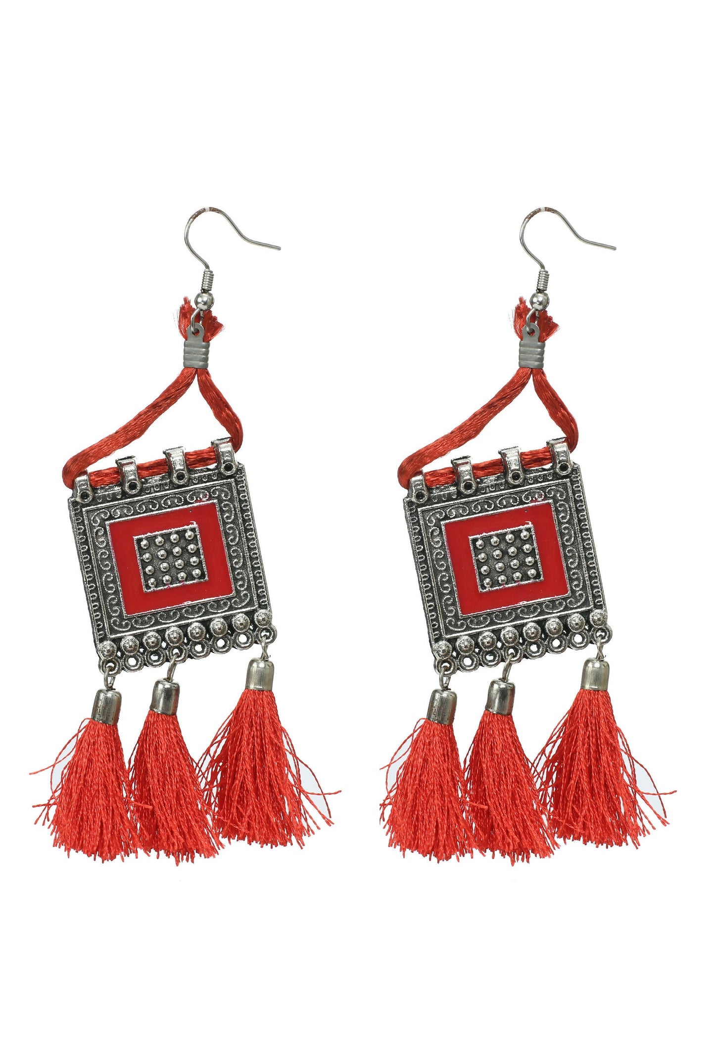 Mominos Fashion Johar Kamal Oxidised Silver-Plated Brass Finish Tassel Work Handicraft Choker For Women (Multi)