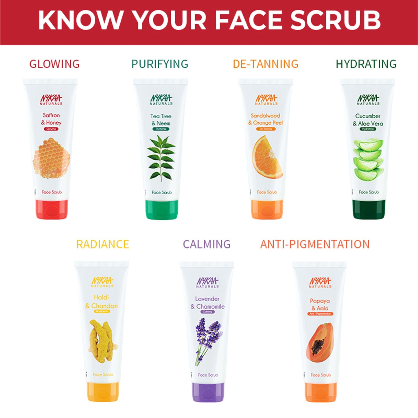 Nykaa Naturals Tea Tree & Neem Detox Face Scrub For Purifying, Acne Control & Clear Skin Glow - Saffron & Honey