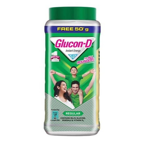 Glucon-D Instant Energy Health Drink - Regular Plain Glucose Powder | Instant Energy & Immunity Recharge With Vitamin C & Calcium