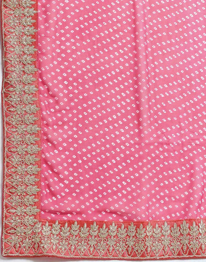 Joban Fashion Georgette Pink, White Color Bandhani Saree