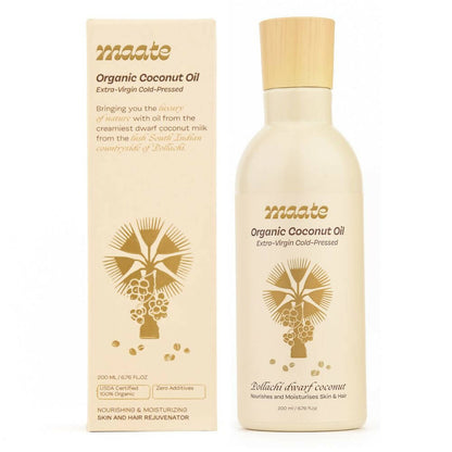 Maate Organic Coconut Oil | Extra Virgin Cold Pressed For Baby Body Massage & Hair Care Oil