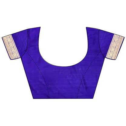 Joban Fashion Violet Floral & Ethnic Motifs Design Soft Silk Meenakari Banarasi Saree