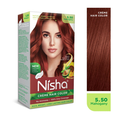 Nisha Creme Hair Color for Women - Mahogany