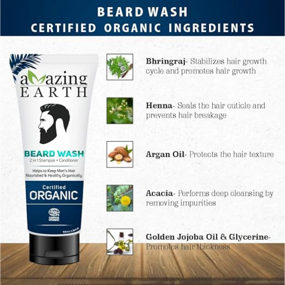 Amazing Earth Certified Organic Beard Oil and Beard Wash