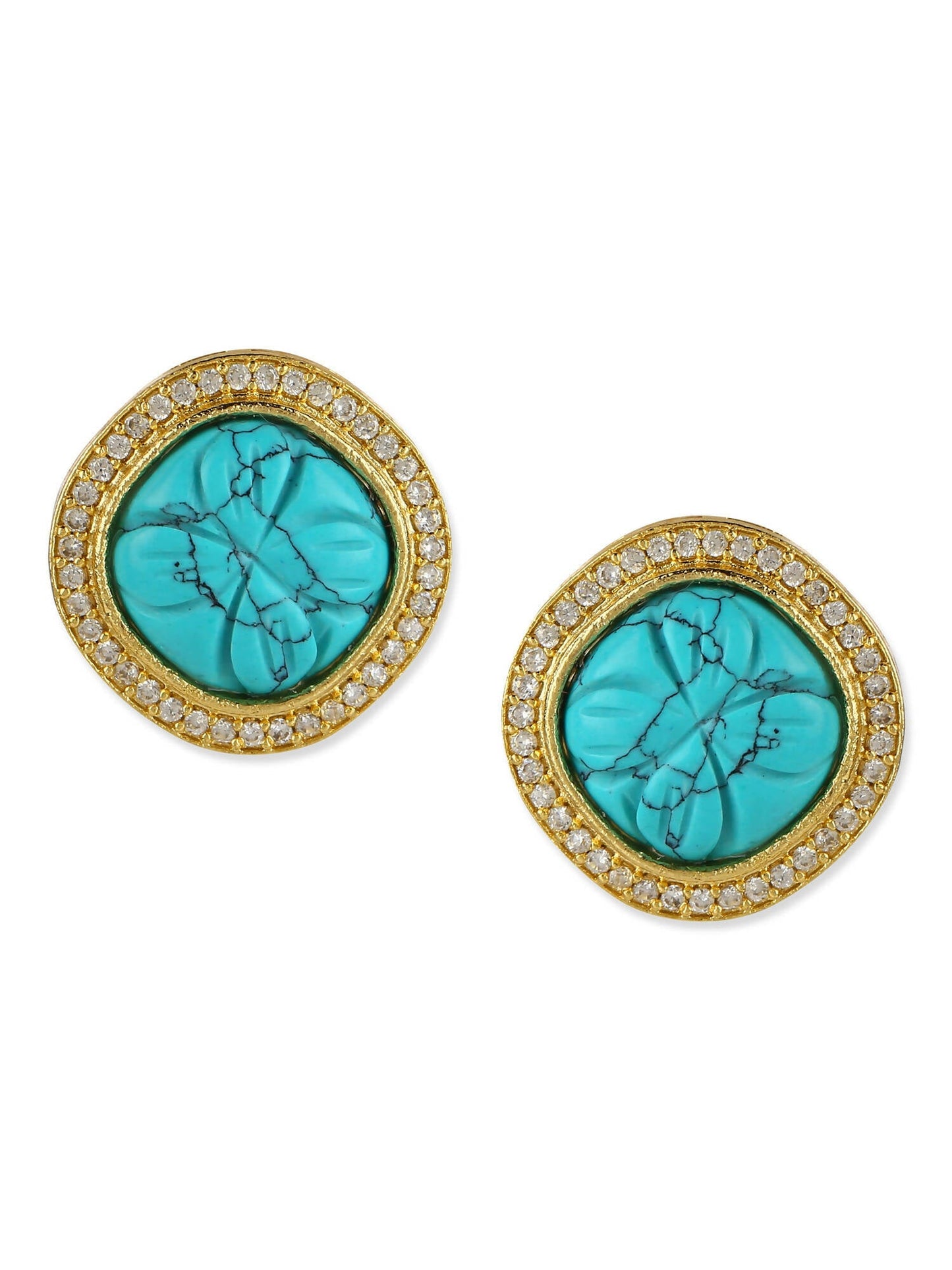 Blue Gold-Polished Handcrafted Studs Earrings - Ruby Raang