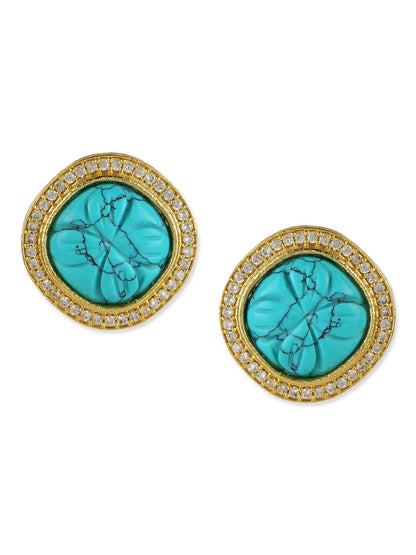 Blue Gold-Polished Handcrafted Studs Earrings - Ruby Raang