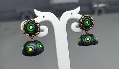 Terracotta Small Jhumkas With Studs-Black
