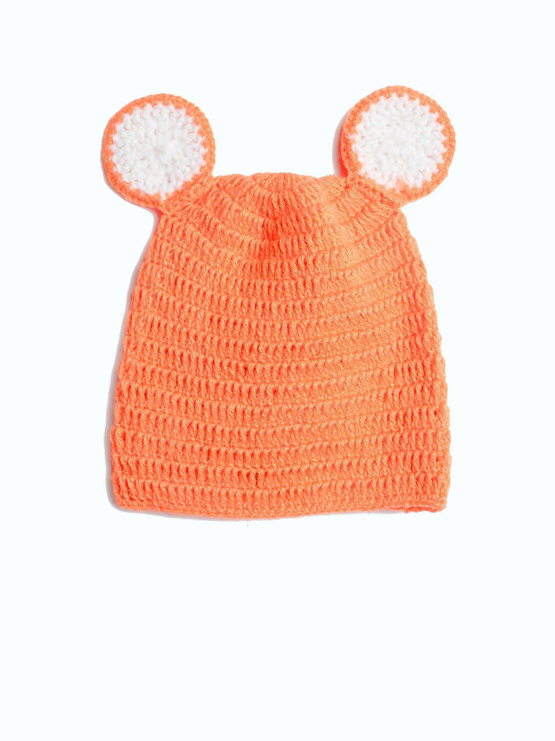Chutput Kids Woollen Hand Knitted Tiger Detail Cap - Orange