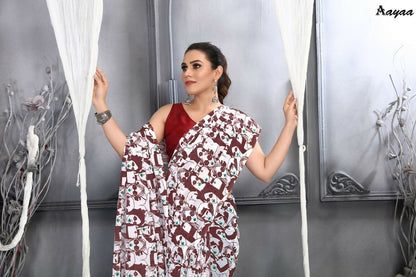 Aayaa Designer Printed Georgette Saree - Multi Color