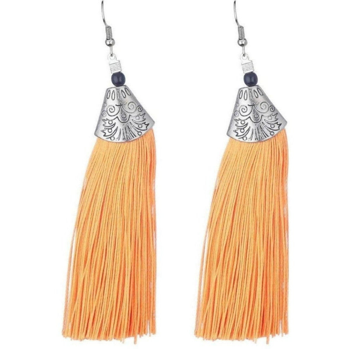 MS Fashion India Orange Fringe Earrings