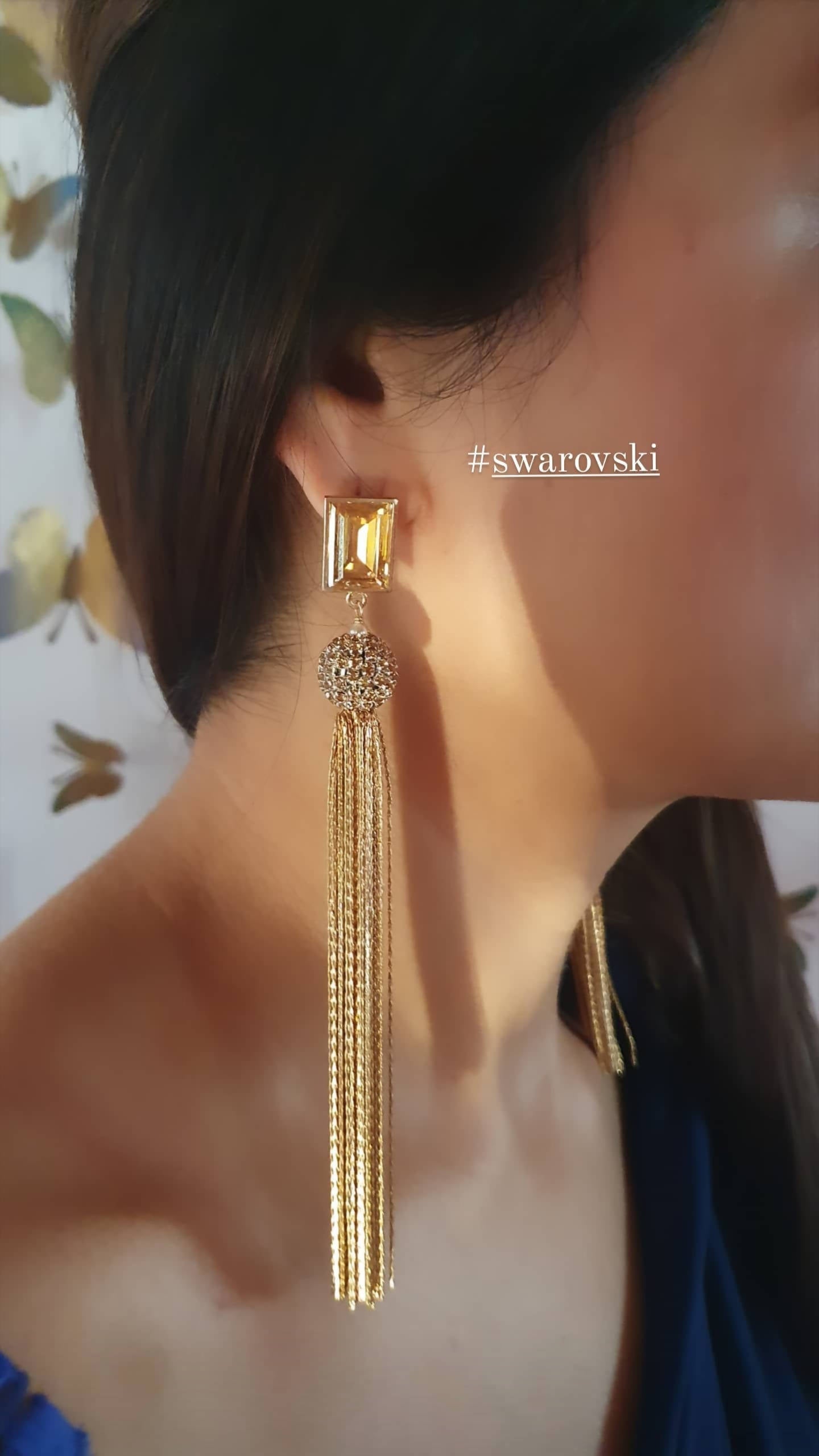 Bling Accessories Swarovski Golden Shadow Earrings