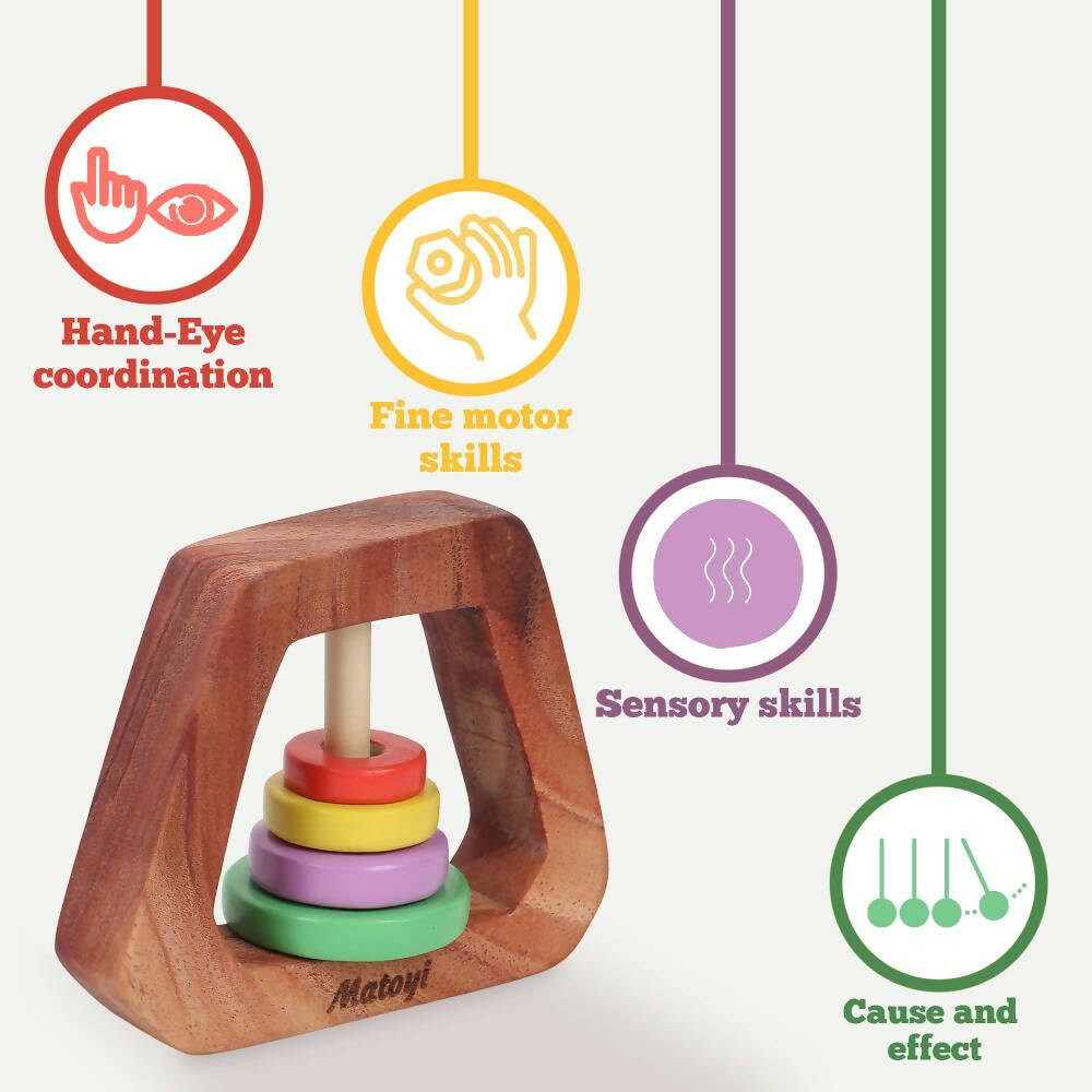 Matoyi Trapezium Wooden Baby Rattle