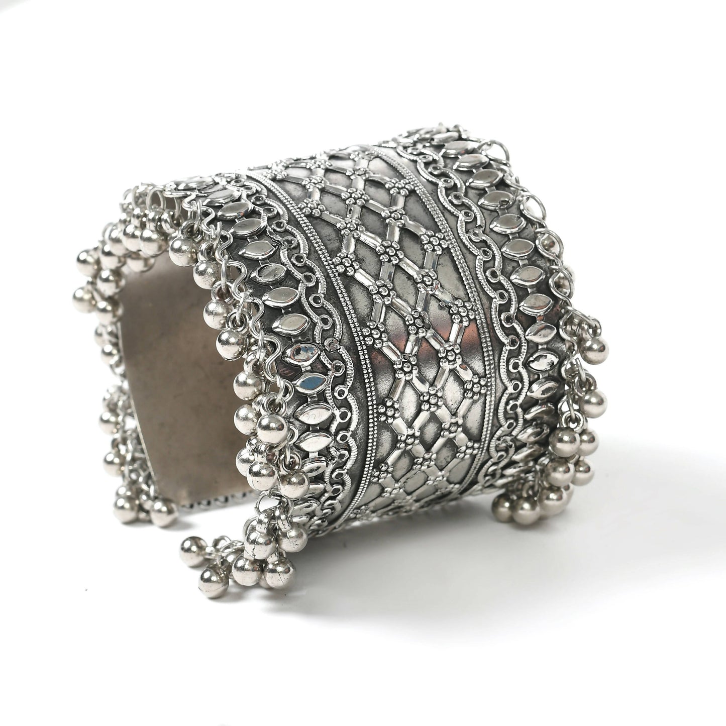 Mominos Fashion Joharkamal Oxidised Silver-Plated Ghungroo Handcraft Bracelet - Design 026