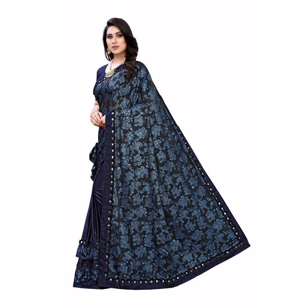 Vamika Blue Lycra Designer Saree (Niya Blue)