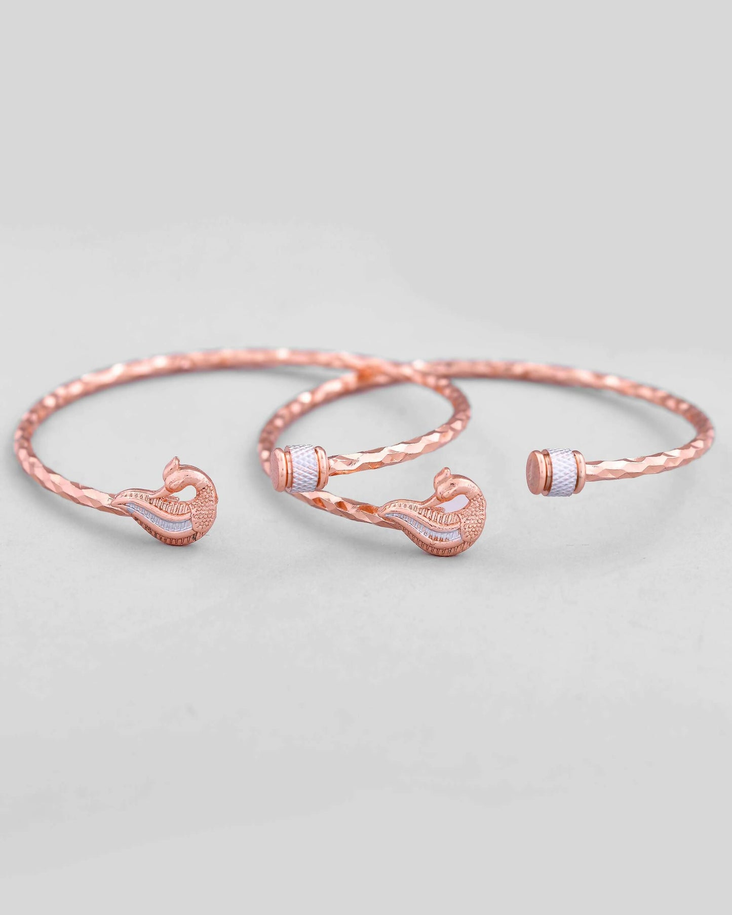 VOJ Set of 2 Dual Tone Bangles with Peacock Designed